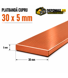 Platbanda cupru 30 x 5 mm – lungime 4 metri – EN Cu-ETP